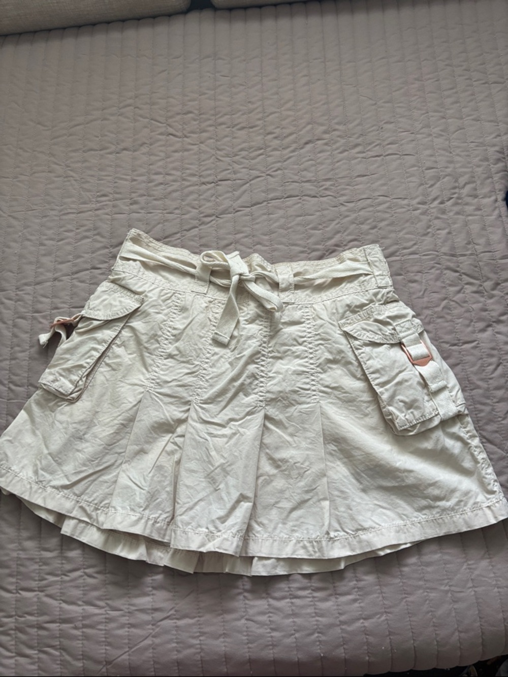 Justice Cream Cargo Skort with Tie Waist